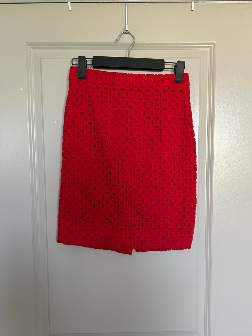 J. Crew Womens Red Crochet Pencil Skirt